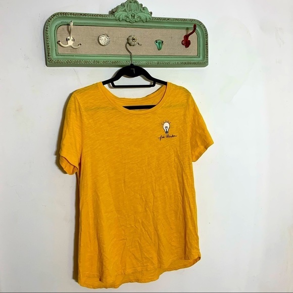 Old Navy every day short sleeve free thinker yellow T-shirt large casual tee - Picture 2 of 4